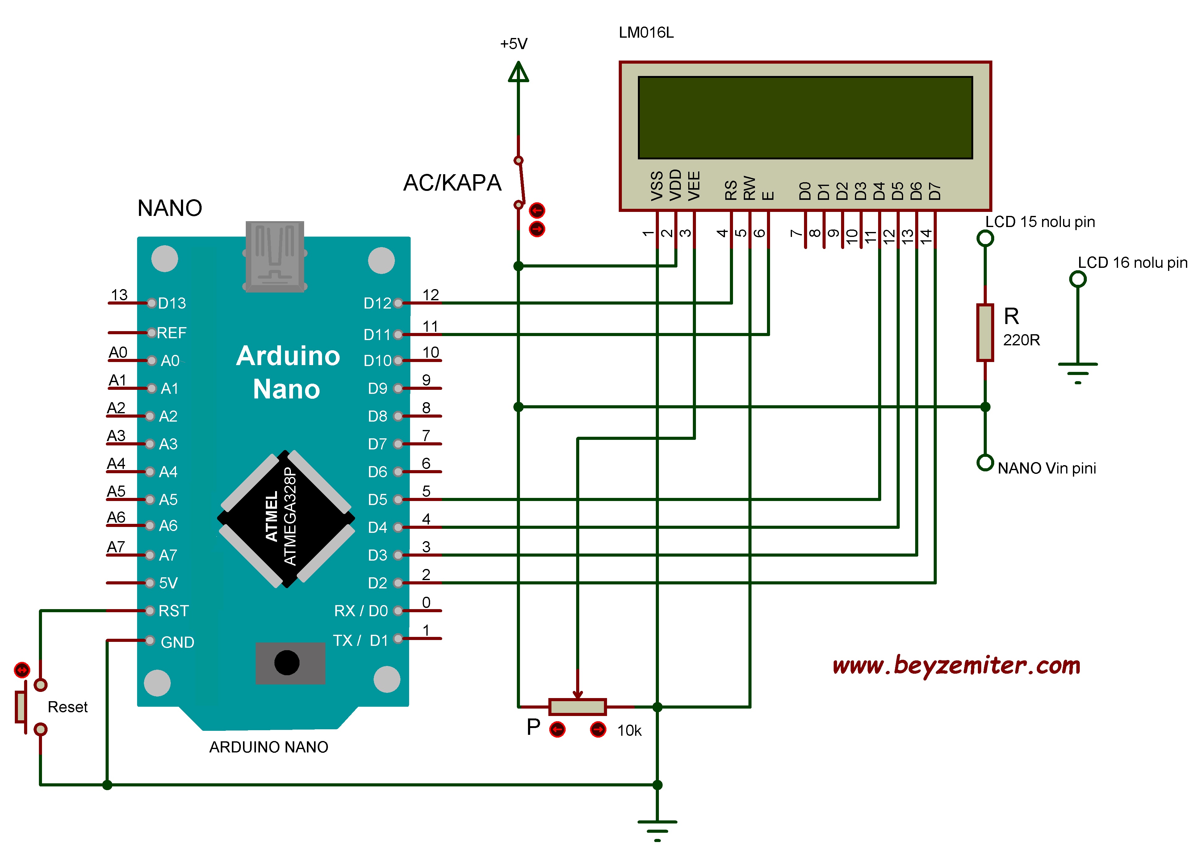 Arduino Nano ile Karakter LCD'li Elektronik Masa İsimliği Uygulaması